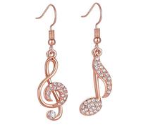 Générique Boucles Oreilles pour Femmes de Pendantes Forme de Note de Musique Plaqué Or Rose