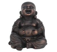 Générique Bouddha Assis Rieur Statue Décoration Zen Couleur Brun de 19cm