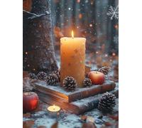 Générique Bougie 5D Diamond Painting Adulte Grand Format Hiver, Diamond Painting Kit Broderie Tableau Diamant Adulte Complet Carré, Diamant Point de Croix Peinture, Cadeau Femme 70x100cm 7-G1459