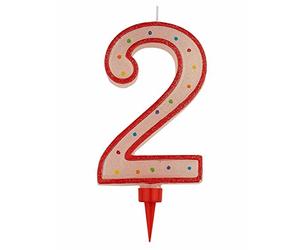 Generique - Bougie géante Chiffre 2 Colori aléatoire