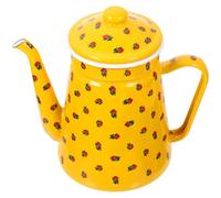 Générique Bouilloire en Émail 1,5 L Jaune avec Bec Fin et Poignée Ergonomique, Théière Vintage pour Infusion et Stockage D'eau, Cuisine et Camping
