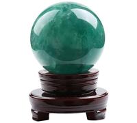 Générique Boule de Cristal en Fluorite Naturelle, Sphère de Quartz Vert et Violet pour la Guérison avec Support pour Méditation, Décoration de Maison, Cadeaux de Noël,80mm~90mm