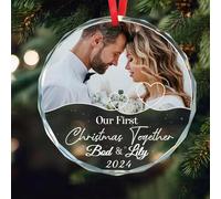 Générique Boule de Noël Personnalisable avec Photo - Ornement Premier Noël en Tant Que marié 2025, Décoration de Noël Personnalisable, Cadeau pour Couples, Jeunes Mariés, Décoration d'anniversaire