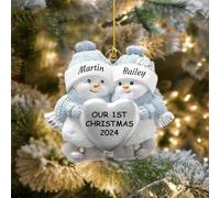 Générique Boule de Noël Personnalisable - Pendentif Arbre de Noël avec Texte de nom personnalisé, 2024 Décorations du Sapin de noël Originales, Cadeau personnalisé pour Couples, Décoration de Noël