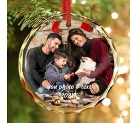 Générique Boule de Noel Personnalisée - Décorations de Noël Personnalisé pour l'arbre, Décorations de Noël Verre Originales avec Photo et Texte, Cadeau de Personnalisés pour La Famille, Bébés,Couples