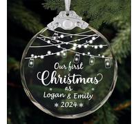 Générique Boule de Noël Personnalisée - Verre Acrylique Transparent, Décoration Sapin Notre Premier Noël, Boule de Noël pour Couple Personnalisable 2024, Cadeau noël Original pour Le Couple,la Famille