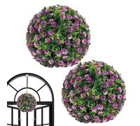 Générique Boule Topiaire en Buis Artificiel,Boules de Buis Artificiel avec Fleurs | Ornements Suspendables Résistants à la Rouille pour Décoration d'Intérieur Extérieur Jardin Balcon Événements