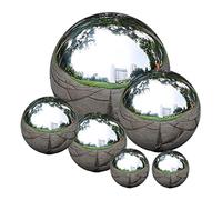 Générique Boules de Jardin, Globe de Miroir de Jardin, Boules en Argent, Balle de Regard 6pcs Miroir polie Lisse Creux regardant la Balle réfléchissante décorative Bricolage Globes pour Jardin