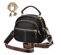 Générique Bousalutend Crossbody Bag Classic Multifunctional Compartments Adjustable Wide Shoulder Strap Leather Crossbody for Daily (Black)