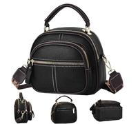 Générique Bousalutend Sac à bandoulière multifonction en cuir PU,Sac a Main avec large bandoulière réglable,Sacoche classique femme,Besace,compartiments multifonctionnels (Noir)