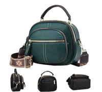 Générique Bousalutend Sac à bandoulière multifonction en cuir PU,Sac a Main avec large bandoulière réglable,Sacoche classique femme,Besace,compartiments multifonctionnels (Vert)