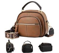 Générique Bousalutend Sac à bandoulière multifonction en cuir PU,Sac a Main avec large bandoulière réglable,Sacoche classique femme,Besace,compartiments multifonctionnels (Kaki)