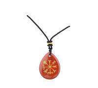 Générique Boussole Viking en cristal naturel, pendentif en forme de larme, amulette Rune for la fabrication de bijoux à bricoler soi-même et cadeau de charme de Protection païenne Wiccan(Red Jasper)