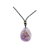 Générique Boussole Viking en cristal naturel, pendentif en forme de larme, amulette Rune for la fabrication de bijoux à bricoler soi-même et cadeau de charme de Protection païenne Wiccan(Amethyst)