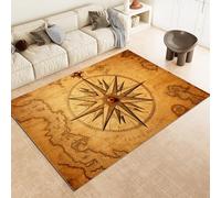 Générique Boussole Vintage Tapis 80x150cm Style Aventure Antidérapant Poils Bas Moquettes Sol Décoration Durable Doux Machine Lavable Grand Tapis pour Chambre Salon Balcon Couloir 6y170