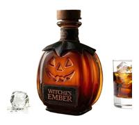 Générique Bouteille de vin d'Halloween - Bouteille à cocktail en verre, récipient décoratif d'alcool | Dégantre à whisky en verre de, élégant caraftre en forme de d'automne pour hommes fem