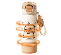 Générique Bouteille D'eau Capybara - Tasse Isotherme En Acier Inoxydable De 380 Ml, Poignée En Paille Rabattable | Tasse De Voyage De Sport, Étanche Chaud Froid | Portable Réutilisable Adultes Us