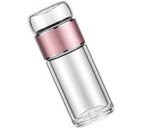 Générique Bouteille Infuseur à Thé en Verre 250 Ml Portable, Tasse à Thé Infuseur Intégré, Couleur Rose Doré, pour Bureau, Voyage et Usage Quotidien