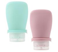 Générique Bouteilles de Voyage en Silicone Réutilisables Anti-fuite Lot de 2 60 Ml Contenants Portables Pratiques pour Lotion et Après-shampoing pour Produits de Toilette