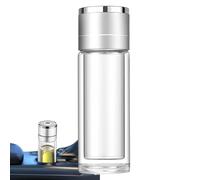 Générique Bouteilles en Verre pour Eau, Tasse de Thé Verre Isolant à Double Paroi, Tasse Réutilisable Anti-Fuites Portable pour Maison Bureau et Voyage Quotidien