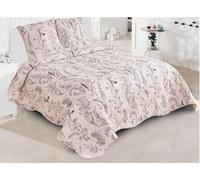 Générique Boutis Couvre-Lit 2 Places 230x250 cm - 3 Pièces : 1 Jeté de Lit + 2 Taies 60x60 cm - Garnissage 100% Coton - Enveloppe 100% Polyester - Élégant et Confortable (BOT05)