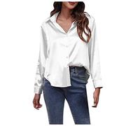 Générique Bouton Blanc Chemise Femme Tenue d'affaires Occasionnelle pour Les Femmes Veste De Flanelle Hors du Sommet des Épaules Le Léopard des Couleur Solide De La Mode Chemise en Soie (M, Blanc)