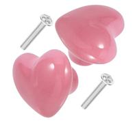 Générique Bouton Céramique Design Trou Meuble de Cœur Rose, Lot de 2 Poignées de Tiroir de Commode Installation Facile pour Armoires et Commodes