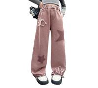 Générique Bouton Jean Clipsable Pantalons Fille Ado Tenue Rentree Scolaire Pantalon Patte D'elephant Enfant Jupe Baggy Y2k Pantalón Taille Haute Elastique Survêtement Teinture