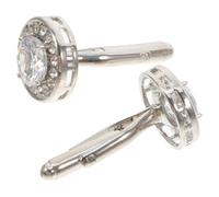 Générique Boutons de Manchette Ronds Design Simple et Moderne en Zircon Argentés Faciles à Utiliser pour Homme et Femme pour Mariage et Concert