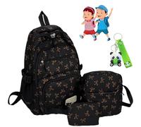 Générique Bow Backpack for Girls Women 3Pcs Set, Cute Kawaii Backpack Set, Large Capacity, with Bow Pattern (Black 3)