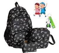 Générique Bow Backpack for Girls Women 3Pcs Set, Cute Kawaii Backpack Set, Large Capacity, with Bow Pattern (Black 1)