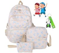 Générique Bow Backpack for Girls Women 3Pcs Set, Cute Kawaii Backpack Set, Large Capacity, with Bow Pattern (Blue)