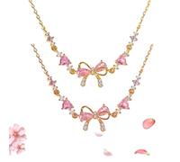 Générique Bow Bracelets, Bow Zircon Bracelet, Adjustable Bow Beaded Chain Bracelet, Friendship Bracelets with White Pink Zircon, Women Trendy Bracelet Gift for Her (2Pcs-D)