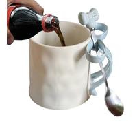 Générique Bow Mug - Tasse à thé avec poignée Boŵ | Bòw à café avec poignée et cuillère en forme d'arc, jolie tasse à café pour les réunions de vacances, les dîners de famille, la Saint-Valentin