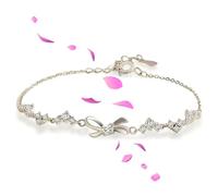 Générique Bow Zircon Bracelet - Friendship is Like a Bow, Adjustable Bow Bracelet-White Heart Bow Dangle Drop, To My Best Friend Jewelry Gifts (Silver)
