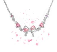 Générique Bow Zircon Bracelet - Friendship is Like a Bow, Adjustable Ribbon Bow Beaded Chain Bracelet, Women Trendy Bracelet Gift for Her, Friendship Bracelets with White Pink Zircon (Silver)