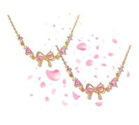 Générique Bow Zircon Bracelet - Friendship is Like a Bow, Adjustable Ribbon Bow Beaded Chain Bracelet, Women Trendy Bracelet Gift for Her, Friendship Bracelets with White Pink Zircon (2pcs-b)