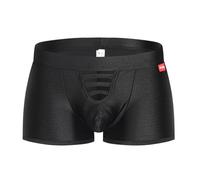 Générique Boxer ajouré Sexy pour Hommes Slip de Sport Transparent Respirant Couleur Unie sous-vêtements Extensibles (Noir,L)