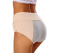 Générique Boxer Femme Coton Comfort Respirant Taille Haute Couleur Unie sous-vêtements Extensibles Anti-fuites Physiologique Invisibles Bikini Culotte Femmes contrôle du Ventre Grande Taille Shorty