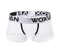 Générique Boxer Homme Calecon Taille Basse Transparent Shorty Homme Elastique sous Vetement Rayé Underwear Confortable Leger Doux (Blanc, XXL)