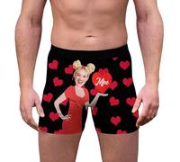 Générique Boxer Homme Personnalise Boxer avec Photo pour la Saint Valentin Mariage ou Cadeau pour Petit Ami ou Mari sous Vetements Originaux pour Homme(Red, L)