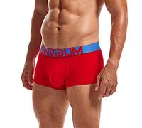 Générique Boxer Homme Respirant Confortable Couleur Unie avec Design U Bombé pour Hommes Idéal pour Quotidien(Red, XXL)