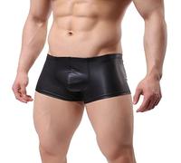 Générique Boxer Homme Sexy Coquin,Boxers à Angle Plat Peints en Faux Cuir Sexy AméLiorant Les Slips à Quatre (Black, XL)
