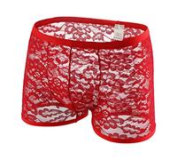 Générique Boxer Homme Sexy Hot,String en Dentelle Culotte De Sexe Culotte en T Transparente Boxers Slips (Red, XXL)