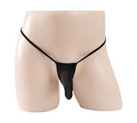 Générique Boxer Homme - sous-vêtements pour Hommes String pour Hommes en Soie glacée Transparente Fine de Couleur Pure Nude sans Ensemble Sexy de sous-vêtements érotiques (Black One Size)
