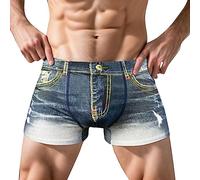 Générique Boxer Hommes Coton Drôles Modèle Imitation Denim Casual sous-vêtements Confortable et Respirant Sexy Slips Slim Taille Basse Caleçon Jeans Briefs Maillots de Bain
