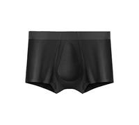 Générique Boxer Long Homme - Mens Organic Latex Support Pouch Trunks Men's Confortable Respirant Crotch Seamless Flat Angle Men's Underwear (Black XL)