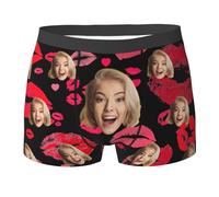 Générique Boxer Photo personnalisé pour Homme, sous-vêtement personnalisé avec Le Visage de Votre Petite Amie, Cadeau pour la Saint-Valentin, Noël, Votre Petit ami ou Votre Mari(Rouge,S)