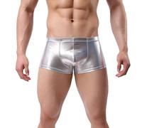 Générique Boxer Sexy Homme Transparent,Boxers à Angle Plat Peints en Faux Cuir Sexy AméLiorant Les Slips à Quatre (Silver M)