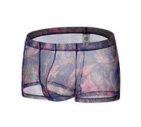 Générique Boxer Transparent en Maille Confortable pour Hommes sous-vêtement Sexy en Soie glacée Slip Taille Basse Transparent imprimé (Bleu Profond,M)